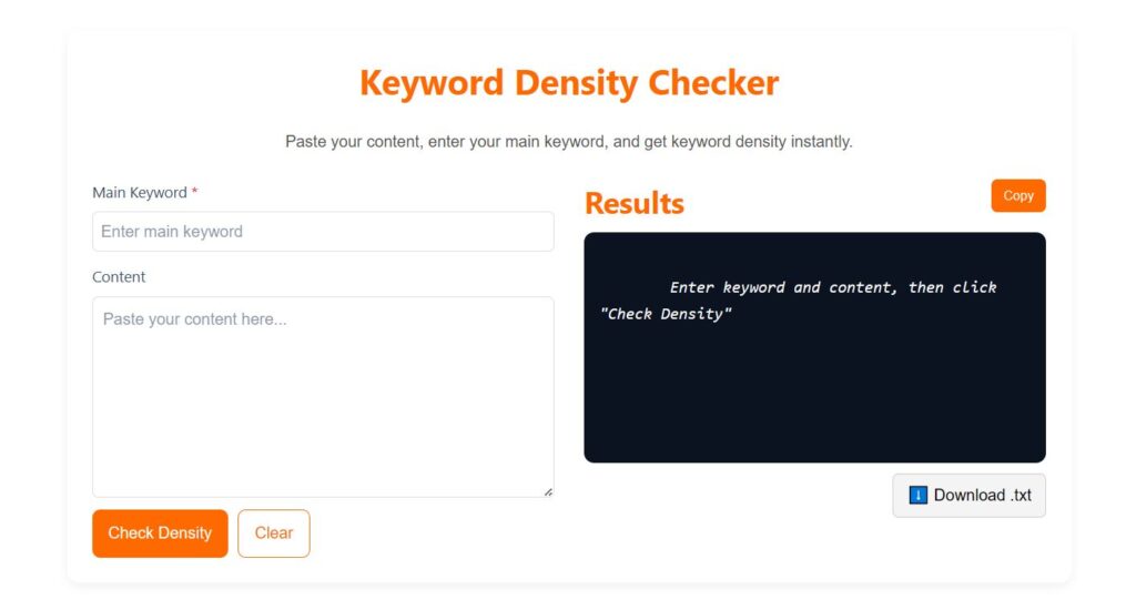 Free Keyword Density Checker Tool