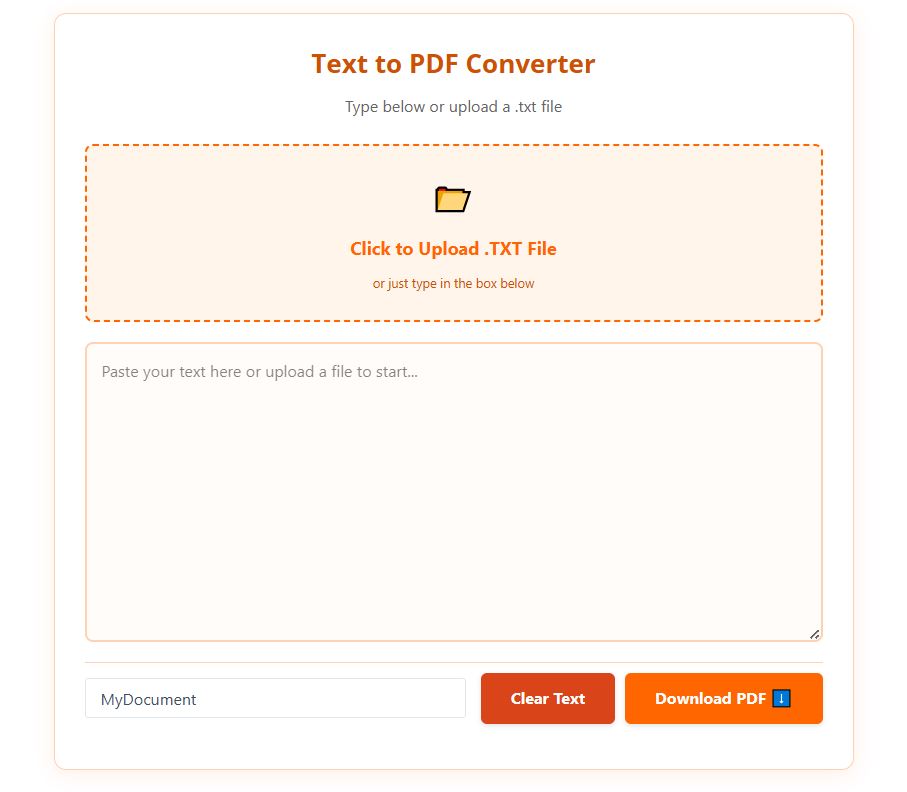 Text to PDF Online Tool